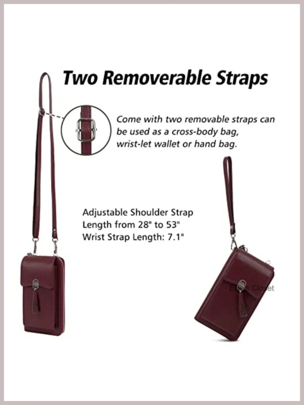 Small Vegan Leather Crossbody Purse with RFID Blocking, Adjustable Strap